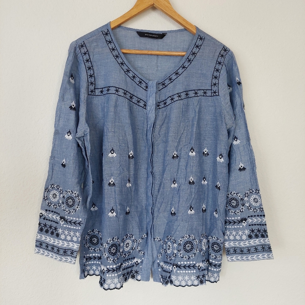 Walter Baker Women's Floral Embroidered Longsleeve Blouse